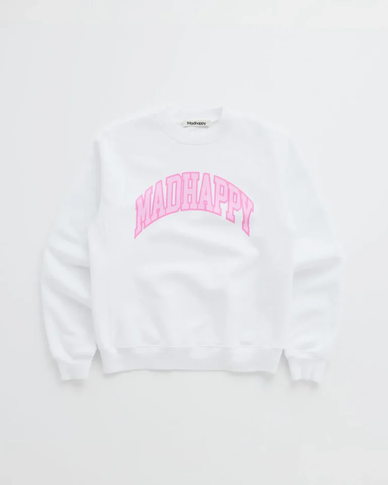 Madhappy White Campus Fleece Crewneck